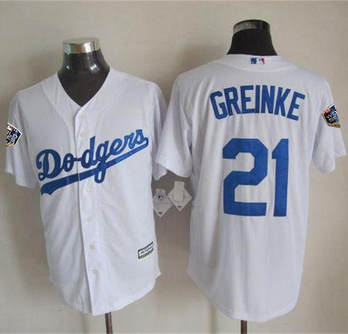 Personalized Dodgers #21 Zack Greinke White New Cool Base 2018 World Series Stitched MLB Jersey