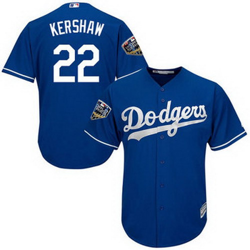 Personalized Dodgers #22 Clayton Kershaw Blue New Cool Base 2018 World Series Stitched MLB Jersey