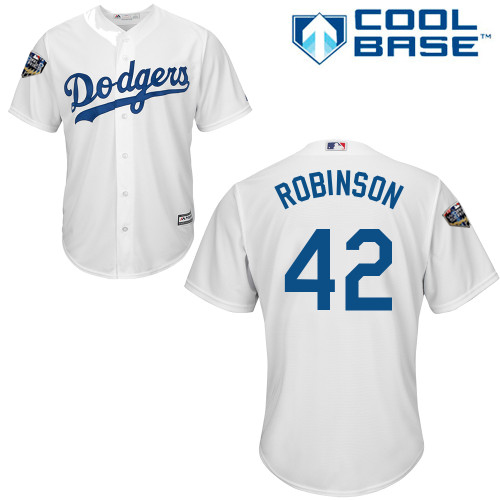Personalized Dodgers #42 Jackie Robinson White New Cool Base 2018 World Series Stitched MLB Jersey