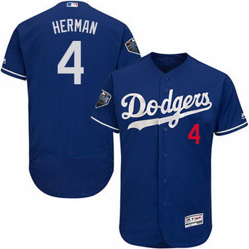 Personalized Dodgers #4 Babe Herman Blue Flexbase Authentic Collection 2018 World Series Stitched MLB Jersey