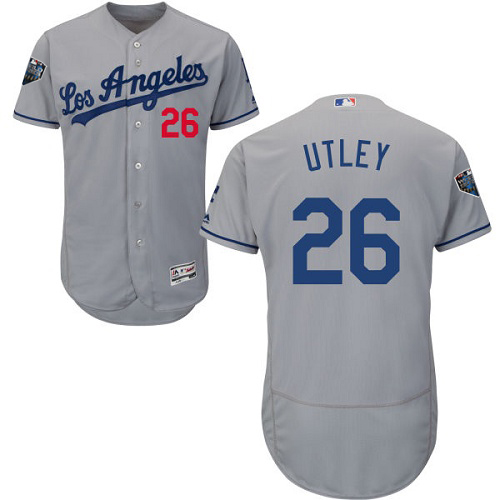 Personalized Dodgers #26 Chase Utley Grey Flexbase Authentic Collection 2018 World Series Stitched MLB Jersey