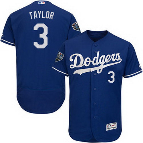 Personalized Dodgers #3 Chris Taylor Blue Flexbase Authentic Collection 2018 World Series Stitched MLB Jersey