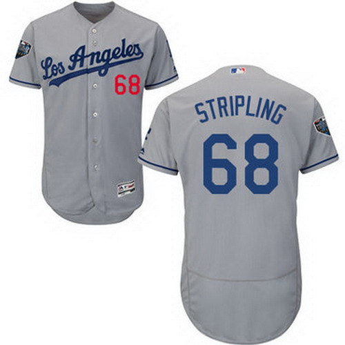 Personalized Dodgers #68 Ross Stripling Grey Flexbase Authentic Collection 2018 World Series Stitched MLB Jersey