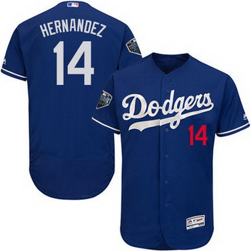 Personalized Dodgers #14 Enrique Hernandez Blue Flexbase Authentic Collection 2018 World Series Stitched MLB Jersey