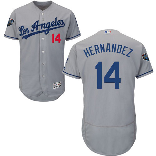 Personalized Dodgers #14 Enrique Hernandez Grey Flexbase Authentic Collection 2018 World Series Stitched MLB Jersey