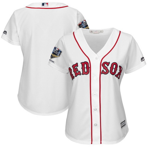 Personalized Red Sox Blanl White Women 2018 World Series Champions Home Cool Base Team Jersey
