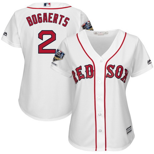 Personalized Red Sox 2 Xander Bogaerts White Women 2018 World Series Champions Home Cool Base Player Jersey