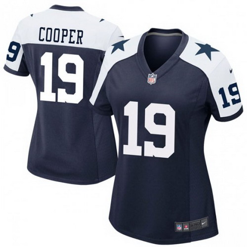 Personalized Women Cowboys 19 Amari Cooper Navy Women Throwback Untouchable Limited Jersey