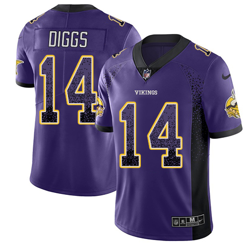 Personalized Vikings #14 Stefon Diggs Purple Team Color Men’s Stitched NFL Limited Rush Drift Fashion Jersey
