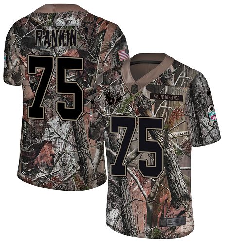 Personalized Texans #75 Martinas Rankin Camo Men’s Stitched NFL Limited Rush Realtree Jersey