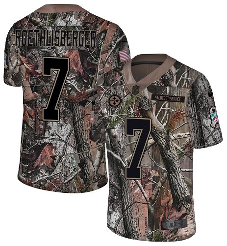Personalized Steelers #7 Ben Roethlisberger Camo Men’s Stitched NFL Limited Rush Realtree Jersey