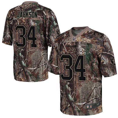 Personalized Raiders #34 Bo Jackson Camo Men’s Stitched NFL Realtree Elite Jersey