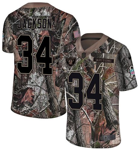 Personalized Raiders #34 Bo Jackson Camo Men’s Stitched NFL Limited Rush Realtree Jersey