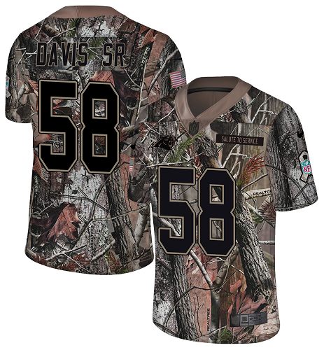 Personalized Panthers #58 Thomas Davis Sr Camo Men’s Stitched NFL Limited Rush Realtree Jersey