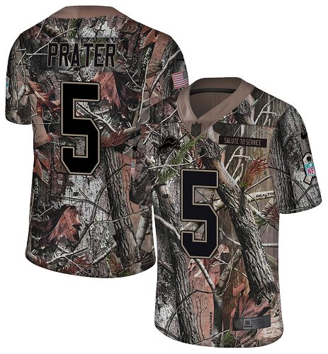 Personalized Lions #5 Matt Prater Camo Men’s Stitched NFL Limited Rush Realtree Jersey