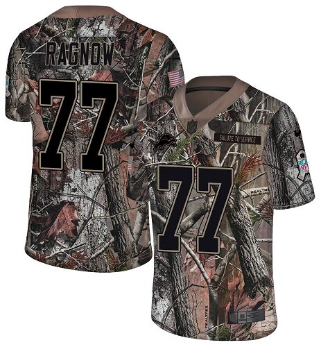 Personalized Lions #77 Frank Ragnow Camo Men’s Stitched NFL Limited Rush Realtree Jersey