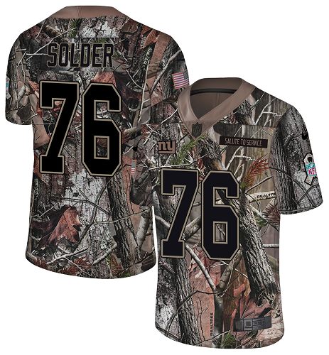 Personalized Giants #76 Nate Solder Camo Men’s Stitched NFL Limited Rush Realtree Jersey