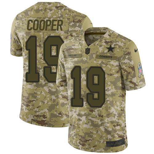 Personalized Cowboys #19 Amari Cooper Camo Men’s Stitched NFL Limited 2018 Salute To Service Jersey