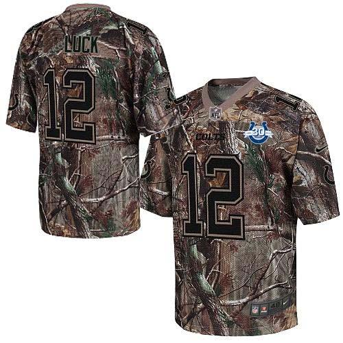 Personalized Colts #12 Andrew Luck Camo With 30TH Seasons Patch Men’s Stitched NFL Realtree Elite Jersey