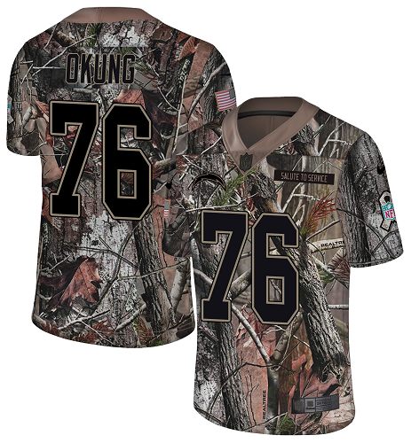 Personalized Chargers #76 Russell Okung Camo Men’s Stitched NFL Limited Rush Realtree Jersey