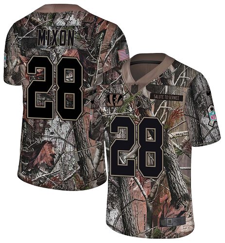 Personalized Bengals #28 Joe Mixon Camo Men’s Stitched NFL Limited Rush Realtree Jersey