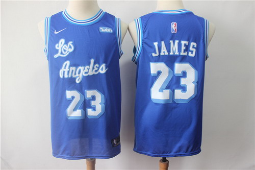 Personalized Lakers 23 Lebron James Blue Throwback Swingman Jersey