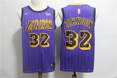 Personalized Lakers 32 Magic Johnson Purple 2019 City Edition Swingman Jersey