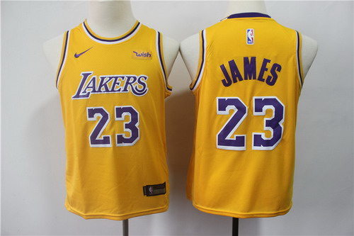 Personalized Youth Lakers 23 Lebron James Gold Youth 2019 Swingman Jersey