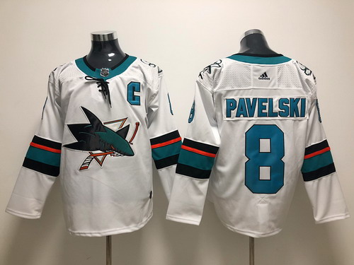 Personalized Sharks 8 Joe Pavelski White Jersey
