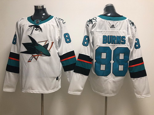 Personalized Sharks 88 Brent Burns White Jersey