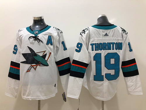 Personalized Sharks 19 Joe Thornton White Jersey