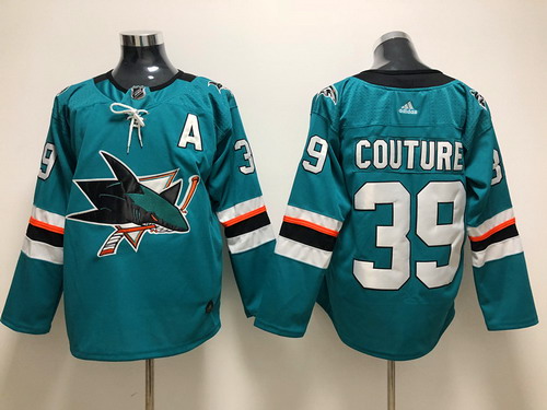 Personalized Sharks 39 Logan Couture Teal Jersey