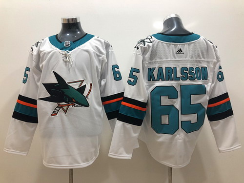 Personalized Sharks 65 Erik Karlsson White Jersey