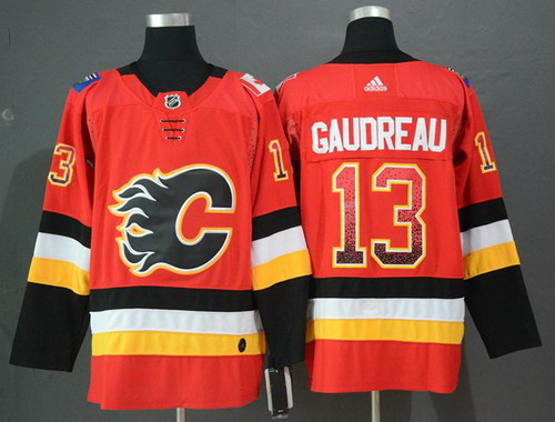 Personalized Flames 13 Johnny Gaudreau Red Drift Fashion Jersey