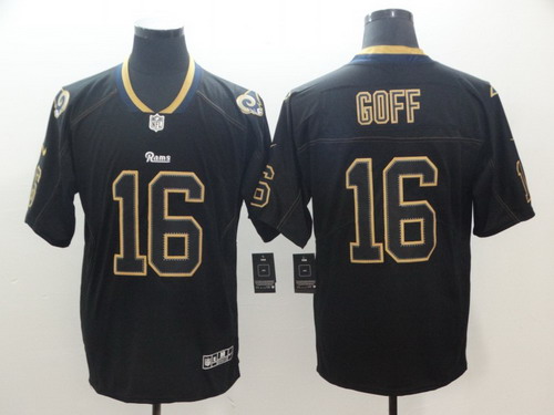 Personalized Rams 16 Jared Goff Black Shadow Legend Limited Jersey