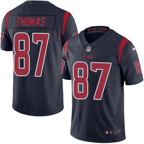 Personalized Texans #87 Demaryius Thomas Navy Blue Men’s Stitched NFL Limited Rush Jersey