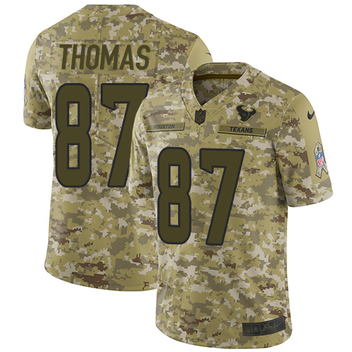 Personalized Texans #87 Demaryius Thomas Camo Men’s Stitched NFL Limited 2018 Salute To Service Jersey