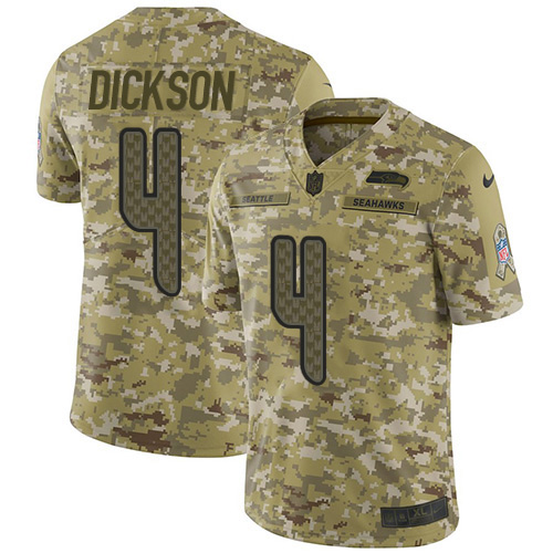 Personalized Seahawks #4 Michael Dickson Camo Men’s Stitched NFL Limited 2018 Salute To Service Jersey