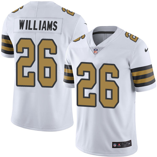 Personalized Saints #26 P.J. Williams White Men’s Stitched NFL Limited Rush Jersey