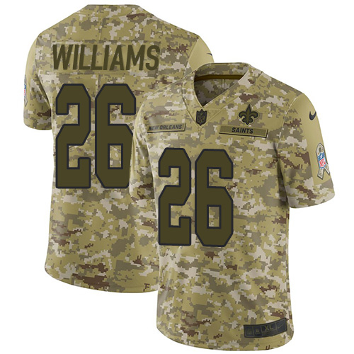Personalized Saints #26 P.J. Williams Camo Men’s Stitched NFL Limited 2018 Salute To Service Jersey