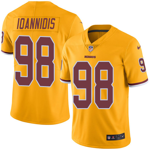 Personalized Redskins #98 Matt Ioannidis Gold Men’s Stitched NFL Limited Rush Jersey