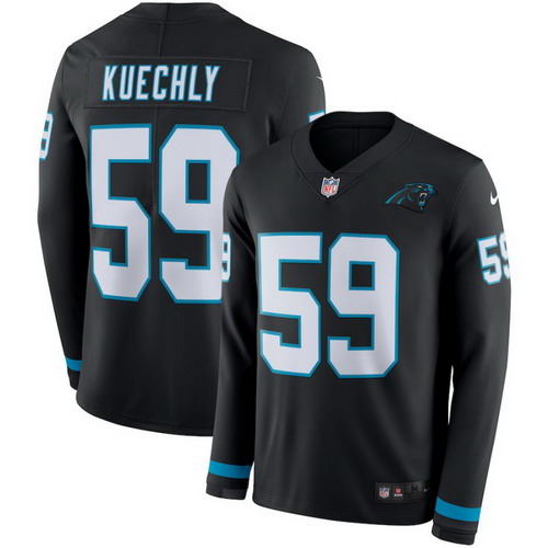 Personalized Panthers 59 Luke Kuechly Black Therma Long Sleeve Jersey