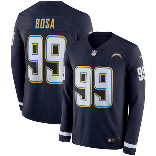 Personalized Chargers 99 Joey Bosa Navy Therma Long Sleeve Jersey
