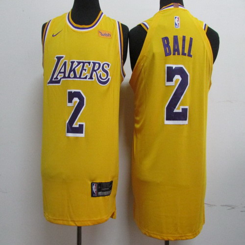 Personalized Lakers 2 Lonzo Ball Gold 2018-19 Authentic Jersey