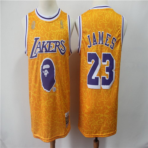 Personalized Lakers 23 Lebron James Yellow Hardwood Classics Jersey