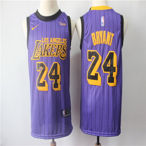 Personalized Lakers 24 Kobe Bryant Purple 2019 City Edition Swingman Jersey