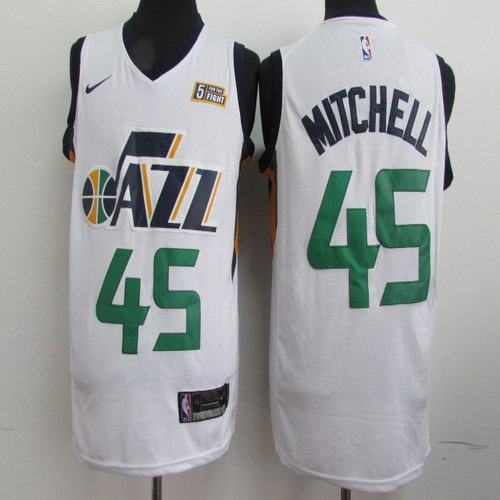 Personalized Jazz 45 Donovan Mitchell White Swingman Jersey