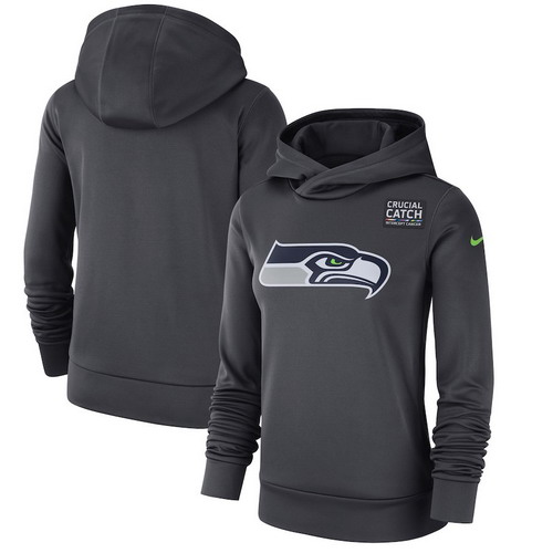 Personalized Seattle Seahawks Anthracite Women’s Crucial Catch Performance Hoodie