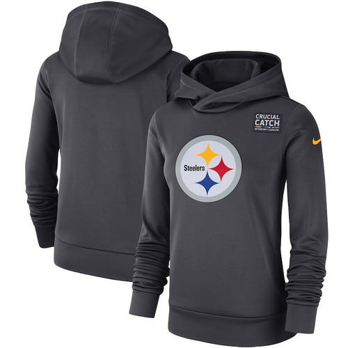 Personalized Pittsburgh Steelers Anthracite Women’s Crucial Catch Performance Hoodie