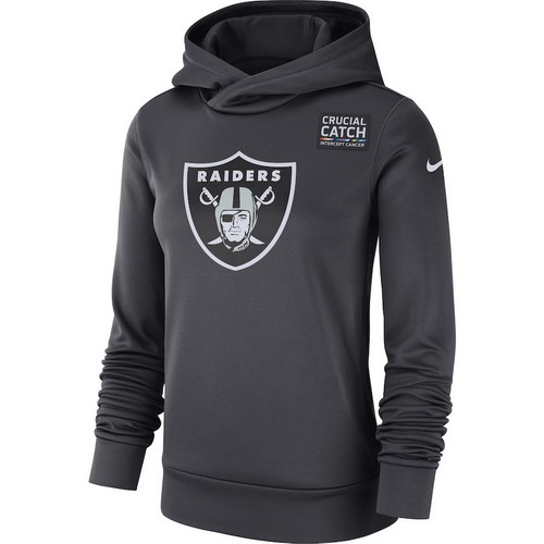 Personalized Oakland Raiders Anthracite Women’s Crucial Catch Performance Hoodie